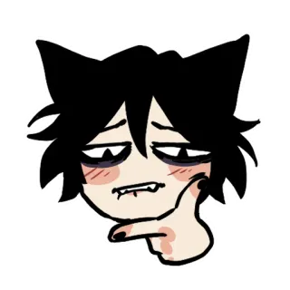 🥵 애니메이션, 고양이, Emo, 손가락, 피곤한 telegram sticker