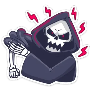 😡 死亡, 骷髅, 死神, 兜帽, 愤怒, 闪电 telegram sticker