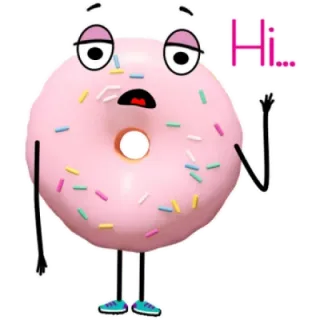 👋 Hi... donut, cartoon, food, sweet, dessert, sprinkles, hi telegram sticker