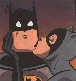 💋 Batman, Catwoman batman, catwoman, kiss, dc comics, superhero, comic book telegram sticker