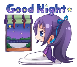 🌃 Good Night buona notte, sonno, anime, stelle, notte, cartoni animati telegram sticker