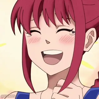 ☺️ @HAWKS anime, red hair, happy, smiling, cartoon, female whatsapp sticker