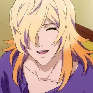 🌟 anime, cabelo loiro, masculino, sorrindo telegram sticker