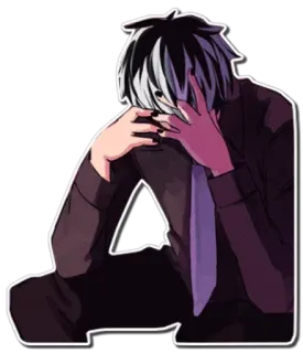 🕸 Anime, Charakter, Emo, Traurig, Digitale Kunst, Illustration whatsapp sticker
