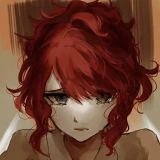 🧷 cabelo ruivo, triste, chorando, anime, mangá, emocional whatsapp sticker