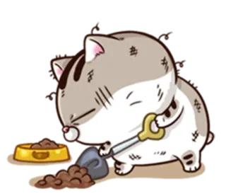 💩 Katze, Graben, Schaufel, Tier, Süß, Cartoon whatsapp sticker