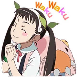 😆 Waku Waku Anime, Ragazza, Carina, Felice, Cartone animato telegram sticker