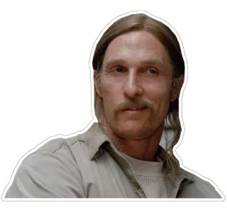 😀 Rust Cohle True Detective Мэттью МакКонахи, детектив, философский, Раст Кол, Настоящий детектив, HBO telegram sticker