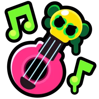 🎸 music, skull, guitar, notes, cartoon telegram sticker