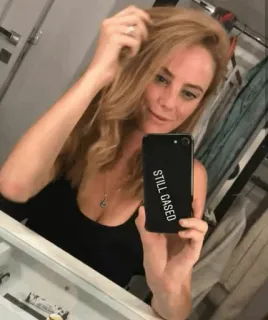 🦋 STILL CASED selfie, woman, phone, reflection, bathroom, mirror telegram sticker