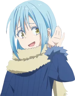 😈 Rimuru Tempest That Time I Got Reincarnated as a Slime Anime, Slime, Isekai, Kawaii, Cabelo Azul, Sorriso telegram sticker