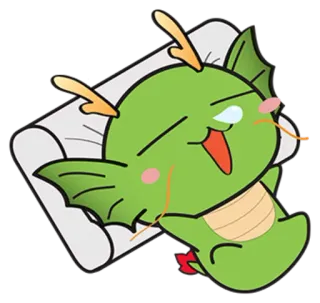 😴 naga, kartun, imut, hijau, binatang, fantasi telegram sticker