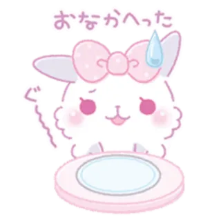 🍽 おなかへった кролик, каваий, милый, голодный, еда, мультфильм telegram sticker