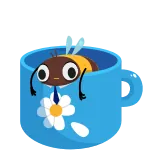🐝 bij, beker, schattig, insect, bloem, cartoon, mok, kawaii telegram sticker