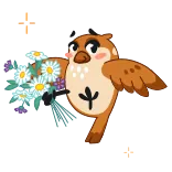 😏 burung, bunga, imut, binatang, kartun telegram sticker