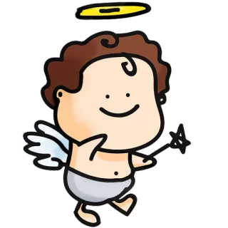 😇 ange, chérubin, mignon, dessin animé, auréole, ailes, bébé whatsapp sticker