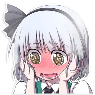 😨 Anime, Manga, Chica, Dibujo animado, Pegatina, Expresión, Triste, Sonrojo telegram sticker