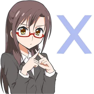 🙅‍♀ Anime, Garota, Óculos, Cruz, Não, Negação, Escritório, Mulher de negócios telegram sticker