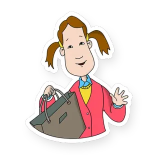 😀 cartone animato, ragazza, borsa, illustrazione telegram sticker