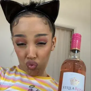 🐚 STELLA ROSA vin, boisson, alcool, femme, oreilles de chat, stella rosa telegram sticker