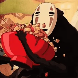 🥣 No-Face Spirited Away Sin Cara, El viaje de Chihiro, Anime, Comida, Hayao Miyazaki, Ghibli whatsapp sticker