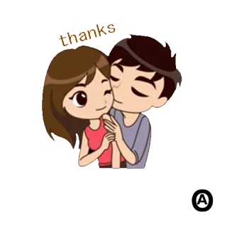 🙏 thanks pareja, dibujos animados, amor, romance, gracias telegram sticker
