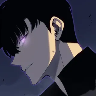 ☠ Anime, Mann, Profil, Ernst, Dunkle Haare, Schatten telegram sticker