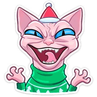 😈 Katze, Weihnachten, Sticker, Cartoon, Feiertag, Sphynx whatsapp sticker