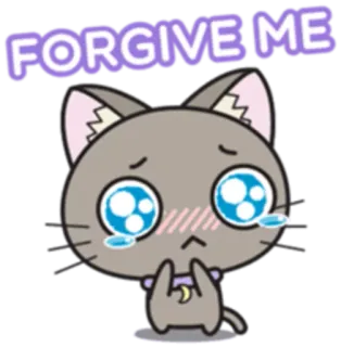 😢 FORGIVE ME cat, apology, forgive, cute, pleading, kawaii, tears whatsapp sticker