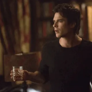 🖤 Damon Salvatore The Vampire Diaries Vampir, Minum, Acara TV, Supranatural telegram sticker