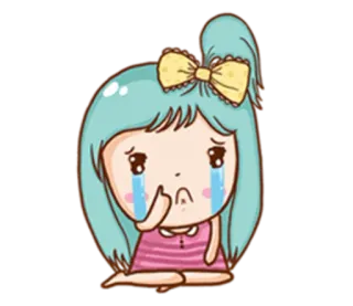 😭 Cartoon, Mädchen, Weinend, Traurig, Verärgert, Emotion, Beleidigung, Mittelfinger telegram sticker