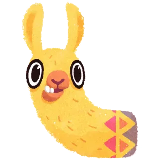 🤓 lama, zwierzę, kreskówka, słodkie, śmieszne, żółty, postać telegram sticker