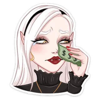 💰 crying, money, sad, girl, vampire telegram sticker