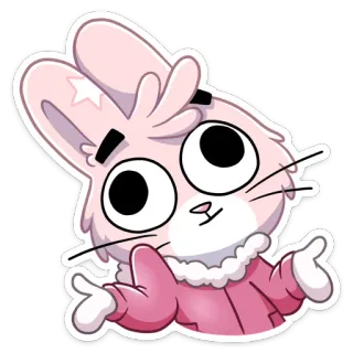 🤷‍♀️ lapin, dessin animé, mignon, animal, autocollant, personnage, illustration, rose telegram sticker