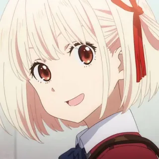 🎗 アニメガール, 金髪, かわいい, 漫画, 笑顔, キャラクター telegram sticker