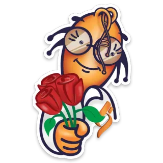 🌹 เอเลี่ยน, กุหลาบ, ความรัก, การ์ตูน, แว่นตา, ดอกไม้ telegram sticker