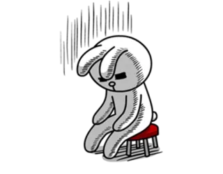 😥 кролик, грустный, мультик, сидит, заяц, белый whatsapp sticker