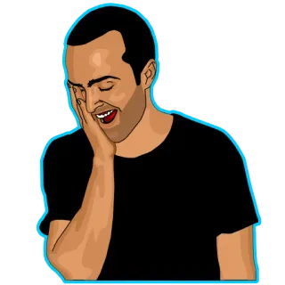😆 homme, rire, expression du visage, dessin animé, humour telegram sticker