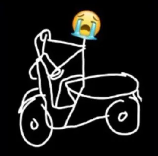 😭 самокат, плач, эмодзи, человечек, рисунок, транспорт telegram sticker