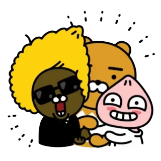😛 character, cartoon, kakao friends, friendship, cute, happy telegram sticker