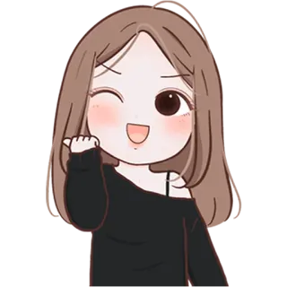 👍 cartoon, meisje, knipoog, kawaii, schattig, sticker telegram sticker