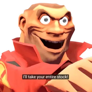 🙃 Soldier Team Fortress 2 I'll take your entire stock! Team Fortress 2, Soldado, Eu levo tudo!, Gaming, Meme, Video game, TF2 telegram sticker
