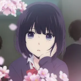🎐 Anime, Mädchen, Schuluniform, Kirschblüten, Süß, Porträt, Japanisch telegram sticker