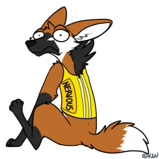 ⚠️ NERVOUS volpe, cartone animato, nervoso, animale, espressione telegram sticker