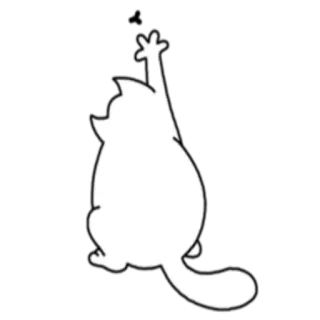 🐝 gato, silhueta, branco, adesivo, animal, desenho animado, fofo, levantando a mão whatsapp sticker