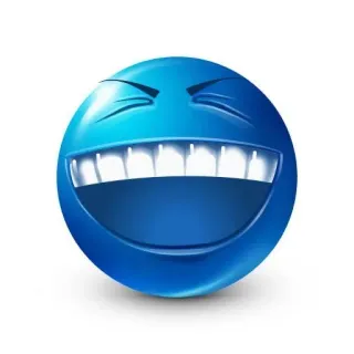 🌟 smiley, emoji, blauw, gezicht, lachen, blij whatsapp sticker