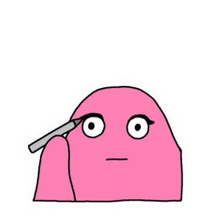 😚 ブロブ, メイク, 漫画, ピンク, 美容, アイライナー telegram sticker