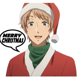 🎅 MERRY CHRISTMAS natale, vacanze, cappello da babbo natale, stile anime, festivo telegram sticker