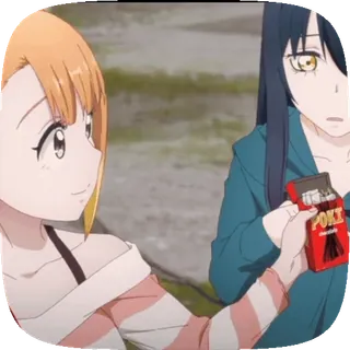🍡 Anime, Vrienden, Pocky, Snack, Meiden whatsapp sticker