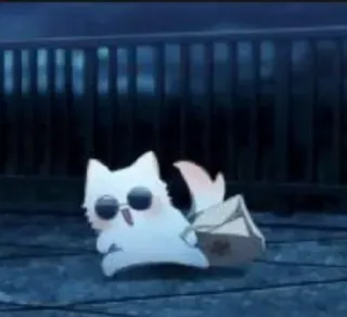 🤔 cat, anime style, cartoon, animal, sunglasses telegram sticker